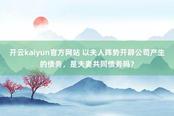 开云kaiyun官方网站 以夫人阵势开辟公司产生的债务，是夫妻共同债务吗？