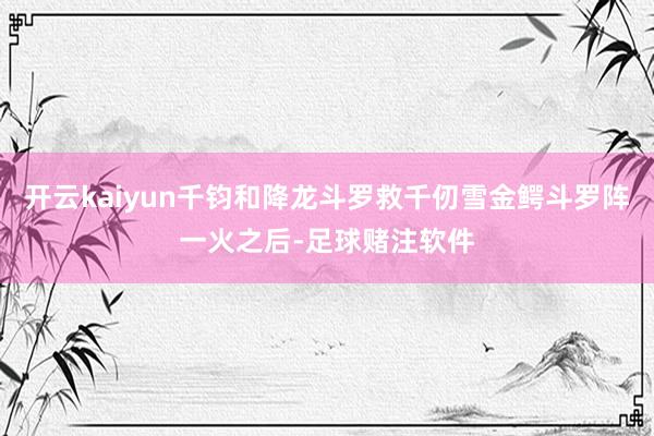 开云kaiyun千钧和降龙斗罗救千仞雪金鳄斗罗阵一火之后-足球赌注软件