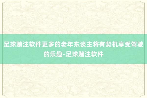 足球赌注软件更多的老年东谈主将有契机享受驾驶的乐趣-足球赌注软件