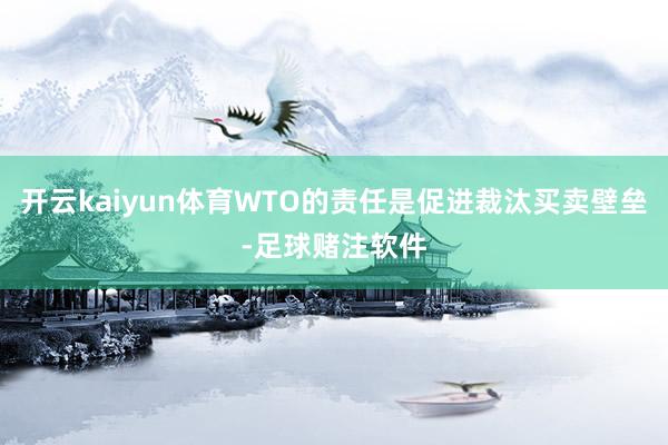 开云kaiyun体育WTO的责任是促进裁汰买卖壁垒-足球赌注软件