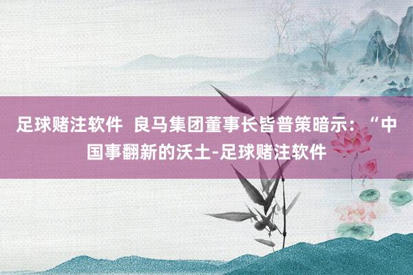 足球赌注软件  良马集团董事长皆普策暗示：“中国事翻新的沃土-足球赌注软件