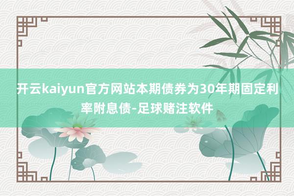 开云kaiyun官方网站本期债券为30年期固定利率附息债-足球赌注软件