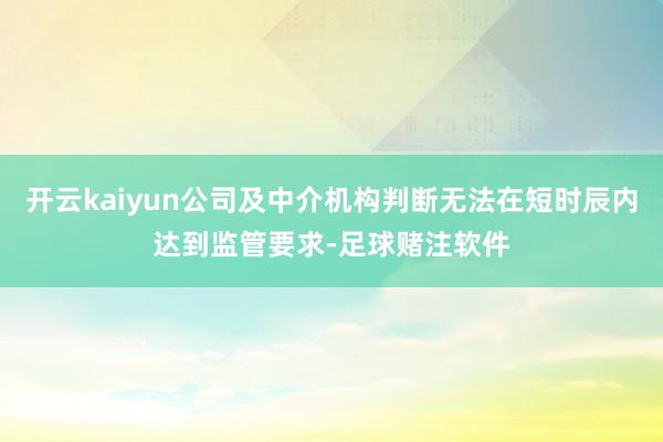 开云kaiyun公司及中介机构判断无法在短时辰内达到监管要求-足球赌注软件