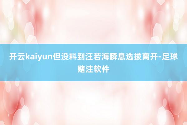 开云kaiyun但没料到汪若海瞬息选拔离开-足球赌注软件