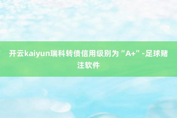 开云kaiyun瑞科转债信用级别为“A+”-足球赌注软件