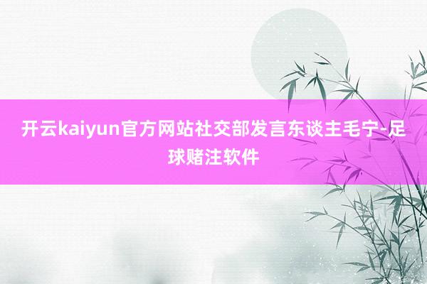 开云kaiyun官方网站社交部发言东谈主毛宁-足球赌注软件