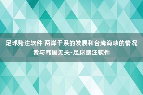 足球赌注软件 两岸干系的发展和台湾海峡的情况皆与韩国无关-足球赌注软件