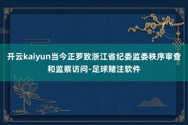 开云kaiyun当今正罗致浙江省纪委监委秩序审查和监察访问-足球赌注软件