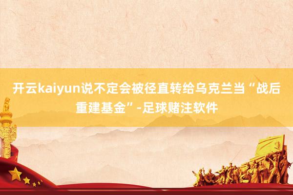 开云kaiyun说不定会被径直转给乌克兰当“战后重建基金”-足球赌注软件