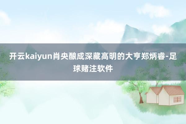 开云kaiyun肖央酿成深藏高明的大亨郑炳睿-足球赌注软件