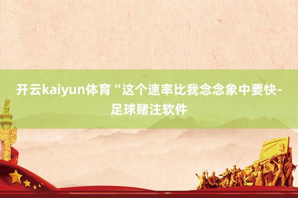 开云kaiyun体育“这个速率比我念念象中要快-足球赌注软件