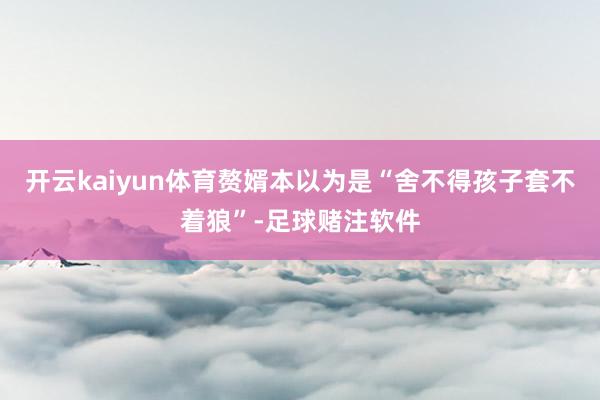 开云kaiyun体育赘婿本以为是“舍不得孩子套不着狼”-足球赌注软件