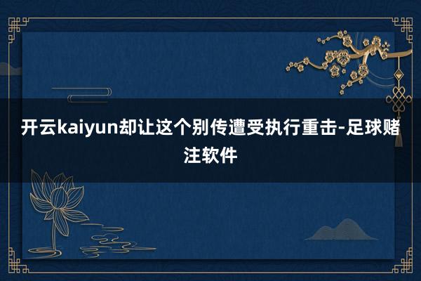开云kaiyun却让这个别传遭受执行重击-足球赌注软件