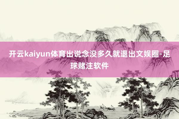 开云kaiyun体育出说念没多久就退出文娱圈-足球赌注软件