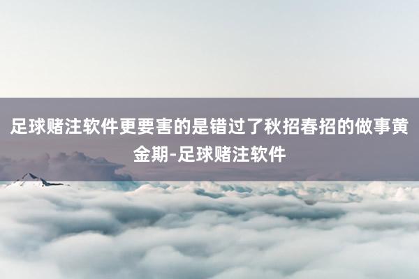 足球赌注软件更要害的是错过了秋招春招的做事黄金期-足球赌注软件