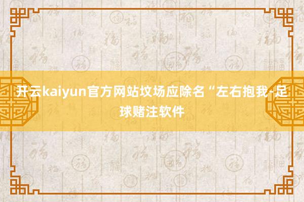 开云kaiyun官方网站坟场应除名“左右抱我-足球赌注软件