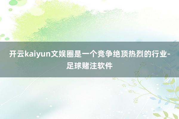 开云kaiyun文娱圈是一个竞争绝顶热烈的行业-足球赌注软件