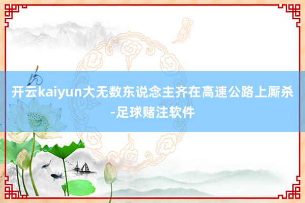 开云kaiyun大无数东说念主齐在高速公路上厮杀-足球赌注软件