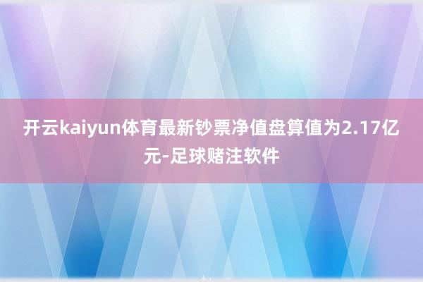 开云kaiyun体育最新钞票净值盘算值为2.17亿元-足球赌注软件