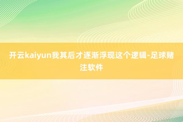 开云kaiyun我其后才逐渐浮现这个逻辑-足球赌注软件