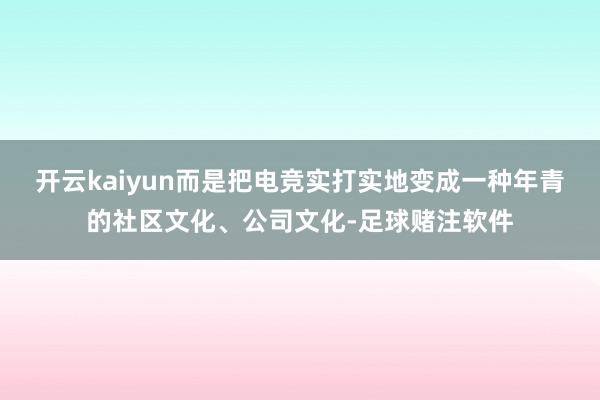 开云kaiyun而是把电竞实打实地变成一种年青的社区文化、公司文化-足球赌注软件