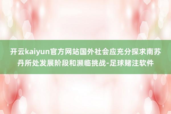 开云kaiyun官方网站国外社会应充分探求南苏丹所处发展阶段和濒临挑战-足球赌注软件