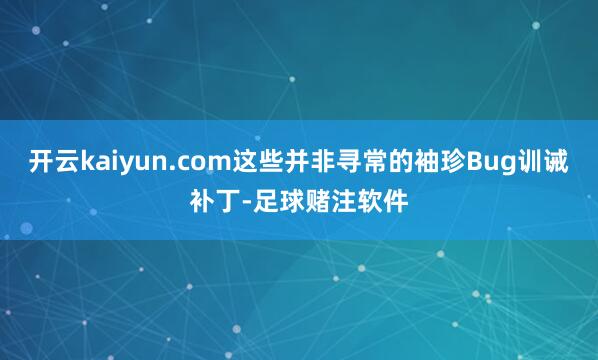 开云kaiyun.com这些并非寻常的袖珍Bug训诫补丁-足球赌注软件