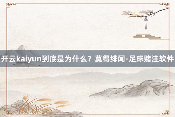 开云kaiyun到底是为什么？莫得绯闻-足球赌注软件