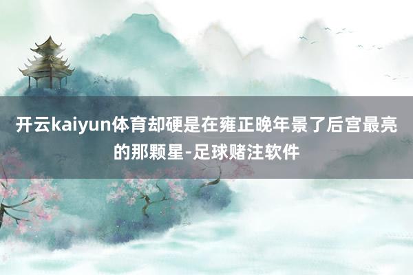 开云kaiyun体育却硬是在雍正晚年景了后宫最亮的那颗星-足球赌注软件