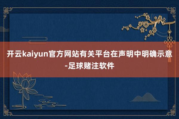 开云kaiyun官方网站有关平台在声明中明确示意-足球赌注软件