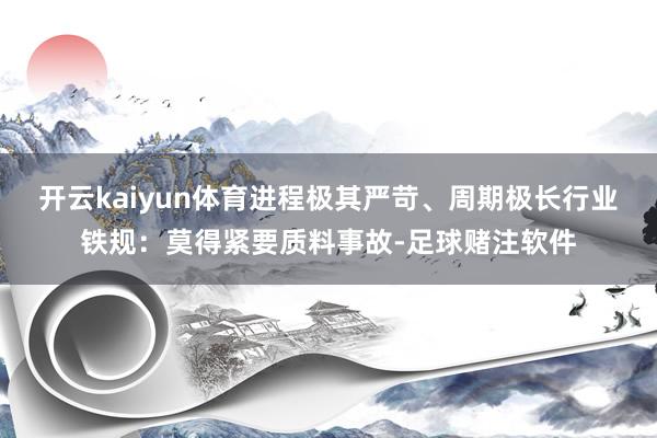开云kaiyun体育进程极其严苛、周期极长行业铁规：莫得紧要质料事故-足球赌注软件