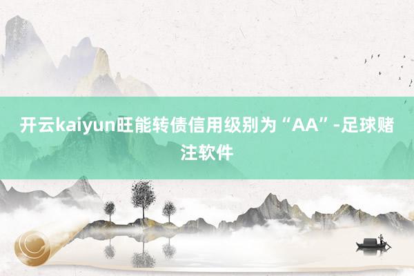 开云kaiyun旺能转债信用级别为“AA”-足球赌注软件