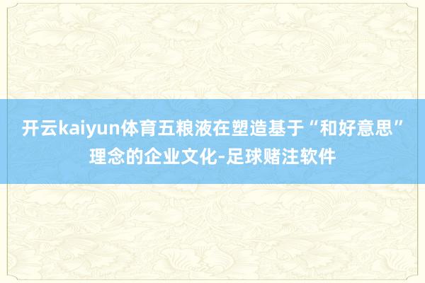 开云kaiyun体育五粮液在塑造基于“和好意思”理念的企业文化-足球赌注软件