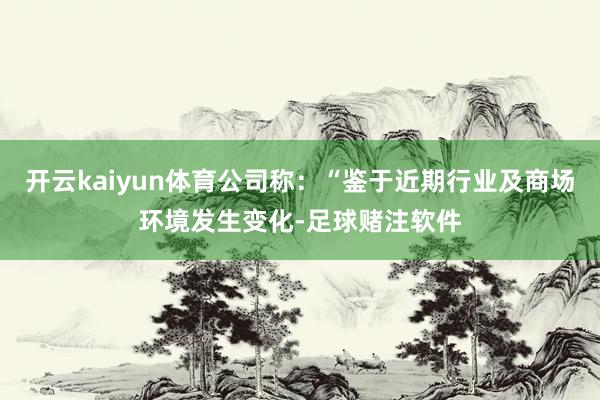 开云kaiyun体育公司称：“鉴于近期行业及商场环境发生变化-足球赌注软件