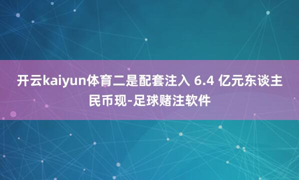 开云kaiyun体育二是配套注入 6.4 亿元东谈主民币现-足球赌注软件