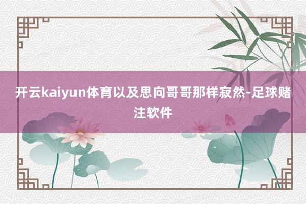 开云kaiyun体育以及思向哥哥那样寂然-足球赌注软件