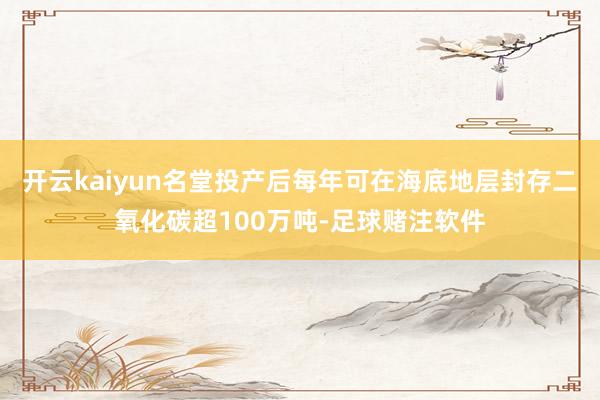 开云kaiyun名堂投产后每年可在海底地层封存二氧化碳超100万吨-足球赌注软件