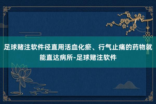 足球赌注软件径直用活血化瘀、行气止痛的药物就能直达病所-足球赌注软件