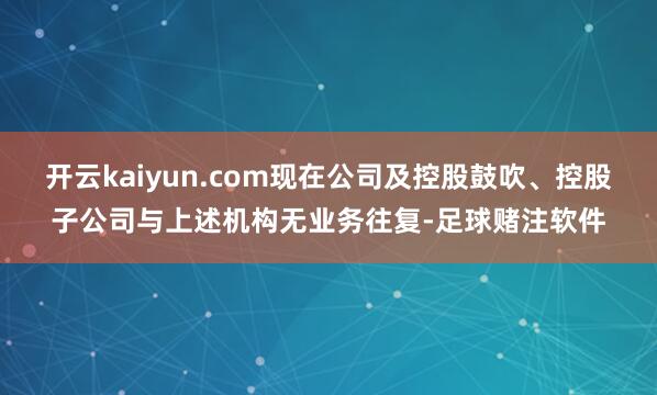 开云kaiyun.com现在公司及控股鼓吹、控股子公司与上述机构无业务往复-足球赌注软件